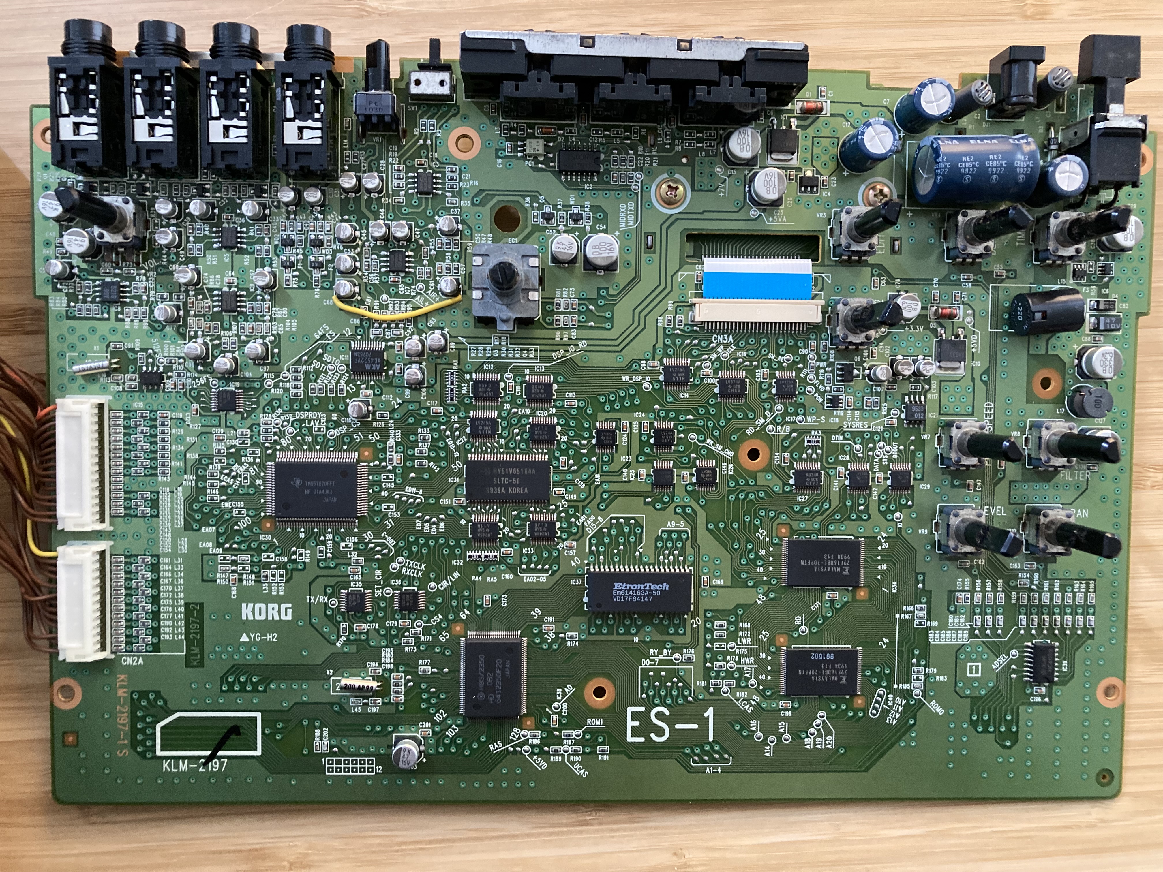 Overhead view of the Korg ES-1 main circuit board.